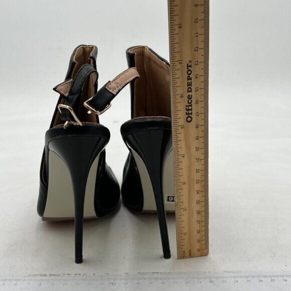 Black Peep Toe Slingback High Heels Sandals Chic Stilettos Dress Shoes - Picture 4 of 7